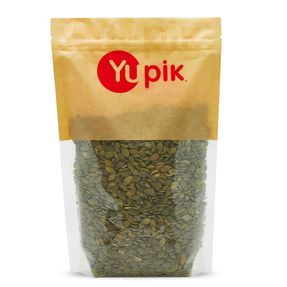 Yupik raw pumpkin seeds no-shell pack shot for convenient on-the-go snacking