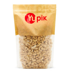 Yupik roasted unsalted cashews in a bowl, crunchy and buttery.