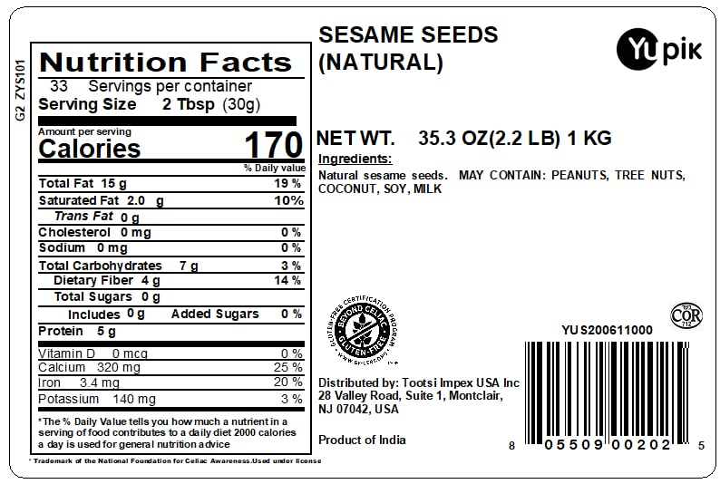 Yupik gluten-free kosher sesame seeds for baking and flavor