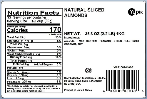 Yupik sliced almonds with skins in bowl showing creamy, crunchy texture.