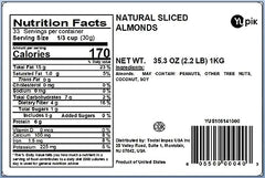 Yupik sliced almonds with skins in bowl showing creamy, crunchy texture.