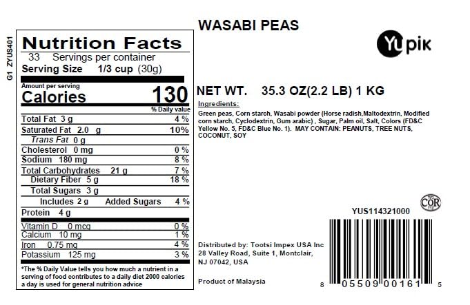 Yupik Wasabi Green Peas crunch closeup highlighting vibrant wasabi seasoning