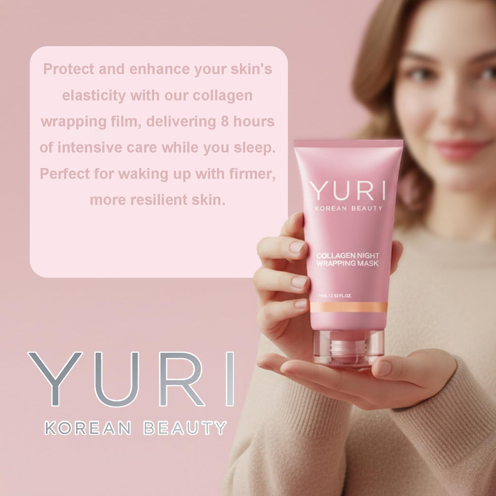 YURI BEAUTY Product label and ingredients for at-home care.