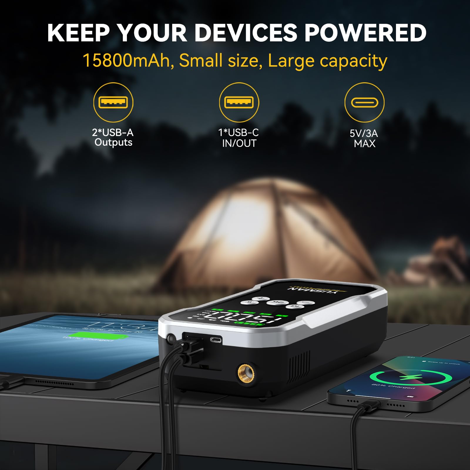 YUSMAN LED emergency flashlight with multiple modes for night use.