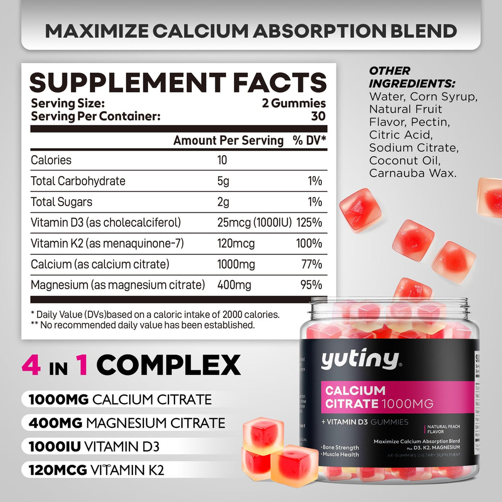 Yutiny Vegan pectin-based gummies pack emphasizing plant-based, gluten-free formula.