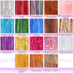 YUUYEE Hair Tinsel Color Swatch Collection helps you pick complementary shades.