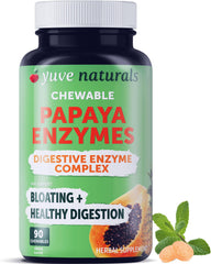 Yuve Naturals papaya enzyme chewables bottle promotes smoother digestion after meals