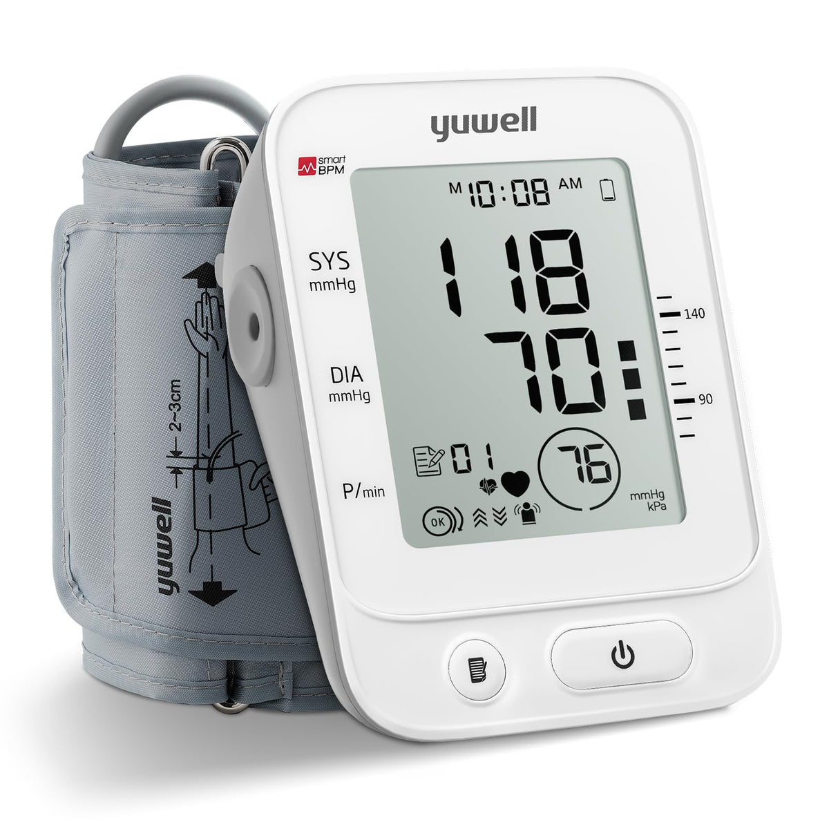 Yuwell BP Monitor front view with large display for easy home readings.