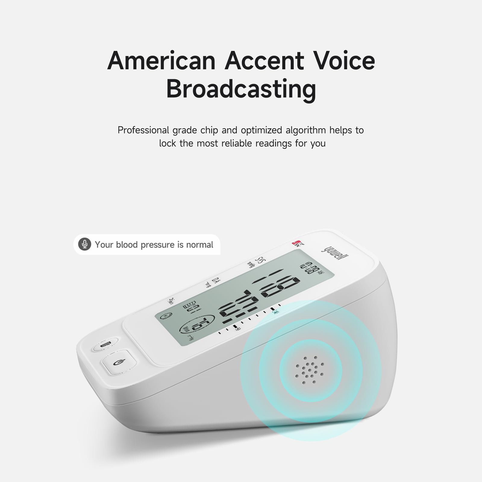 Yuwell monitors posture to improve accuracy during measurement.