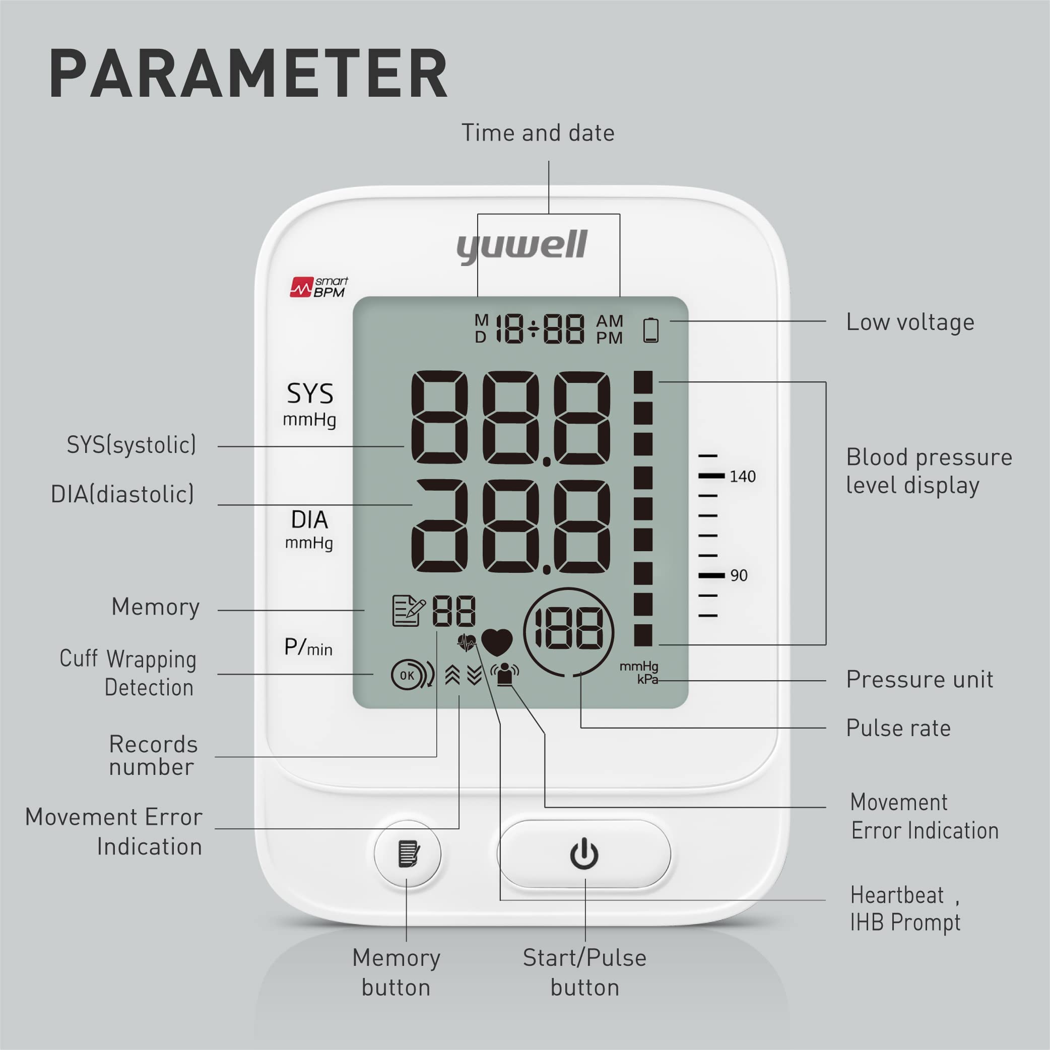 Yuwell power adapter enables continuous use without battery concerns.