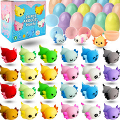 YUYUGAGA axolotl mochis inside colorful eggs for Easter baskets.