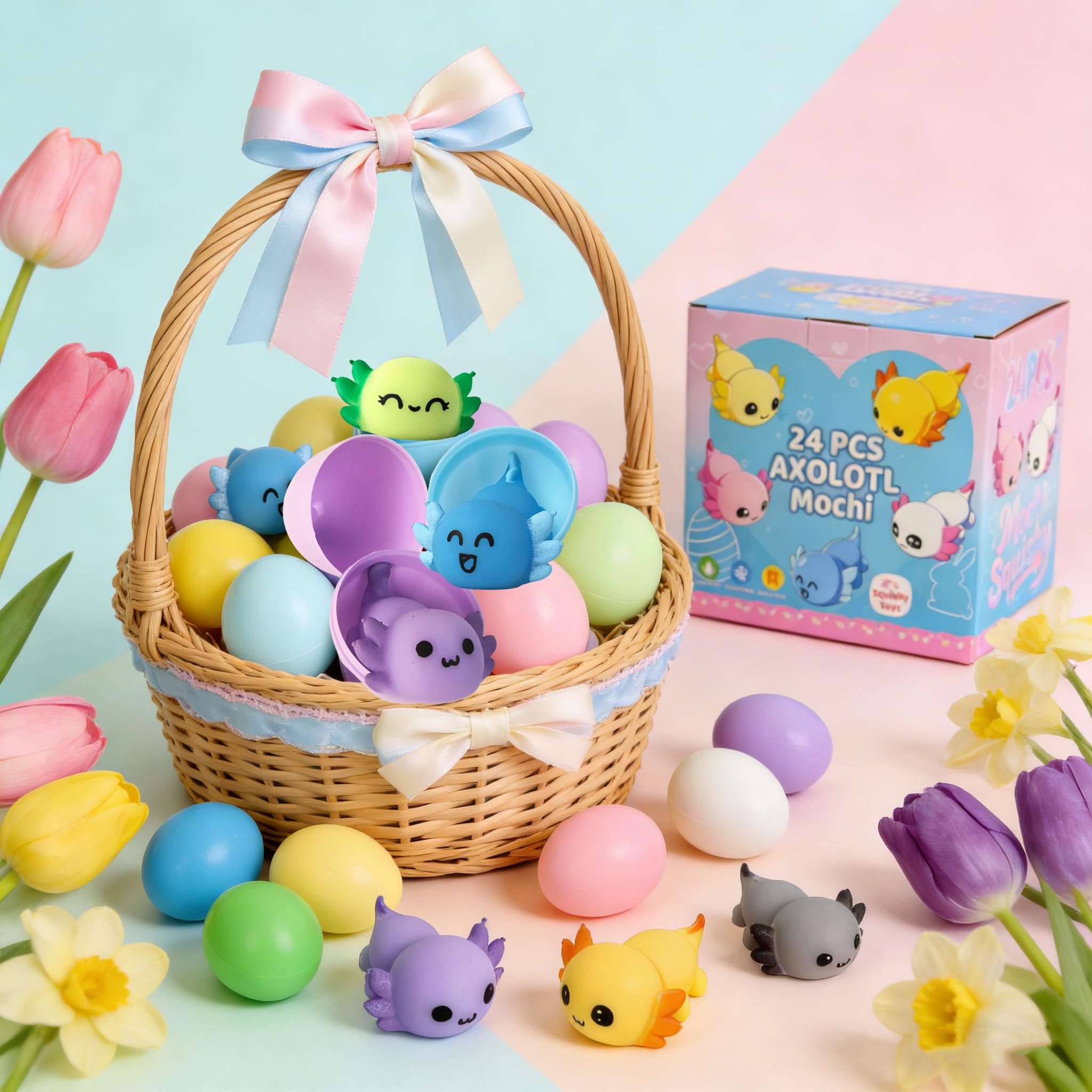 YUYUGAGA axolotl mochi squishies close-up showing soft texture for stress relief.