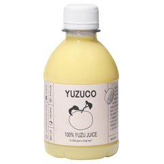 YUZUCO 100% yuzu juice bottle front view, ideal for cocktails and dressings.