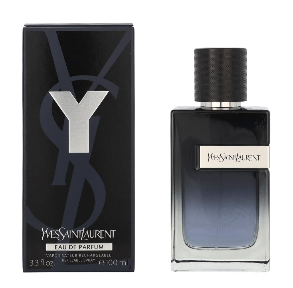 Yves Saint Laurent Y EDP bottle front, bold masculine fragrance for daily wear.