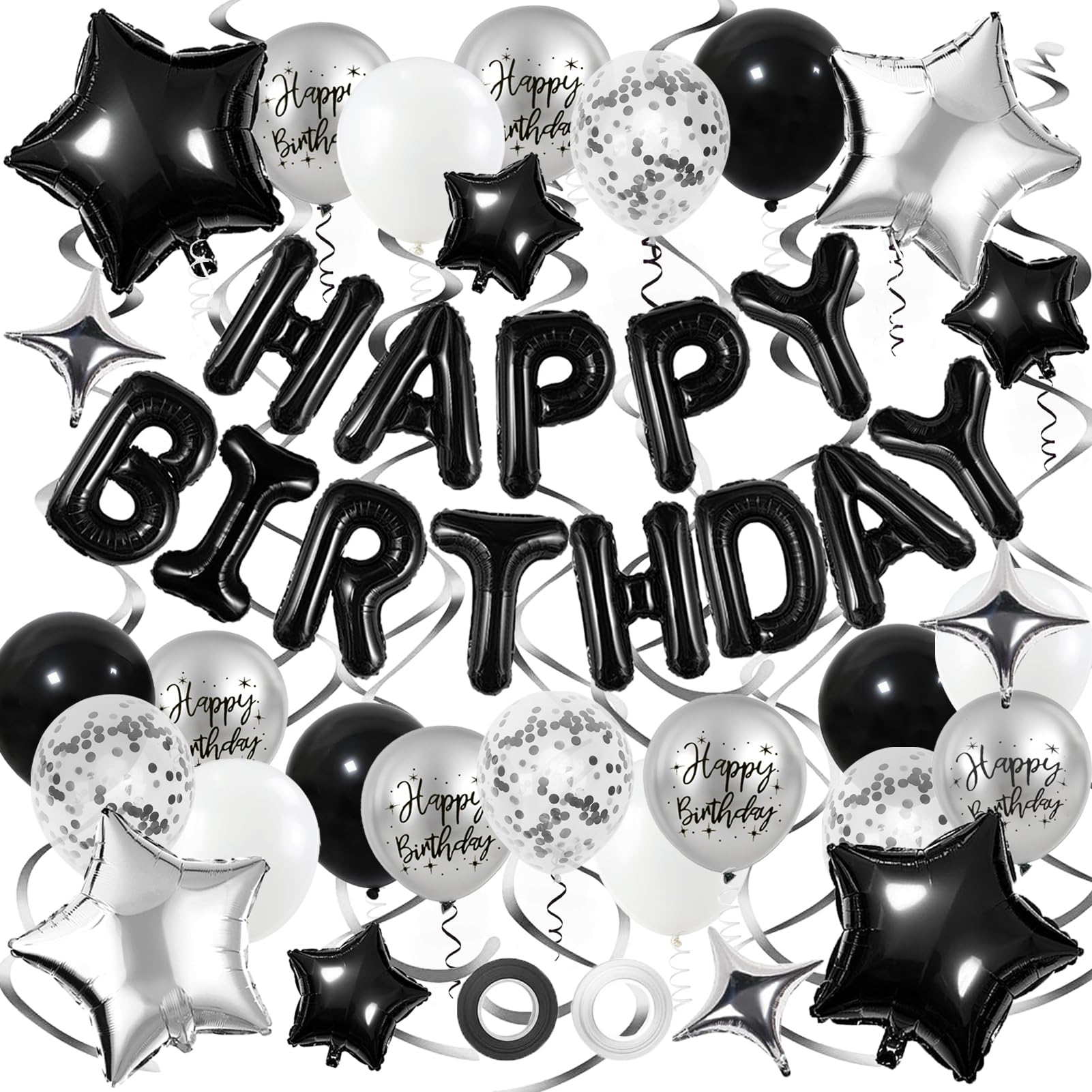 YWWSNSE black and silver banner 16 inch creates a bold celebration backdrop.