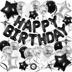 YWWSNSE black and silver banner 16 inch creates a bold celebration backdrop.