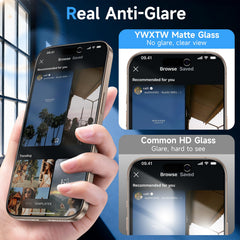 YWXTW anti-glare matte finish on iPhone 16 Pro Max screen for comfortable daytime use