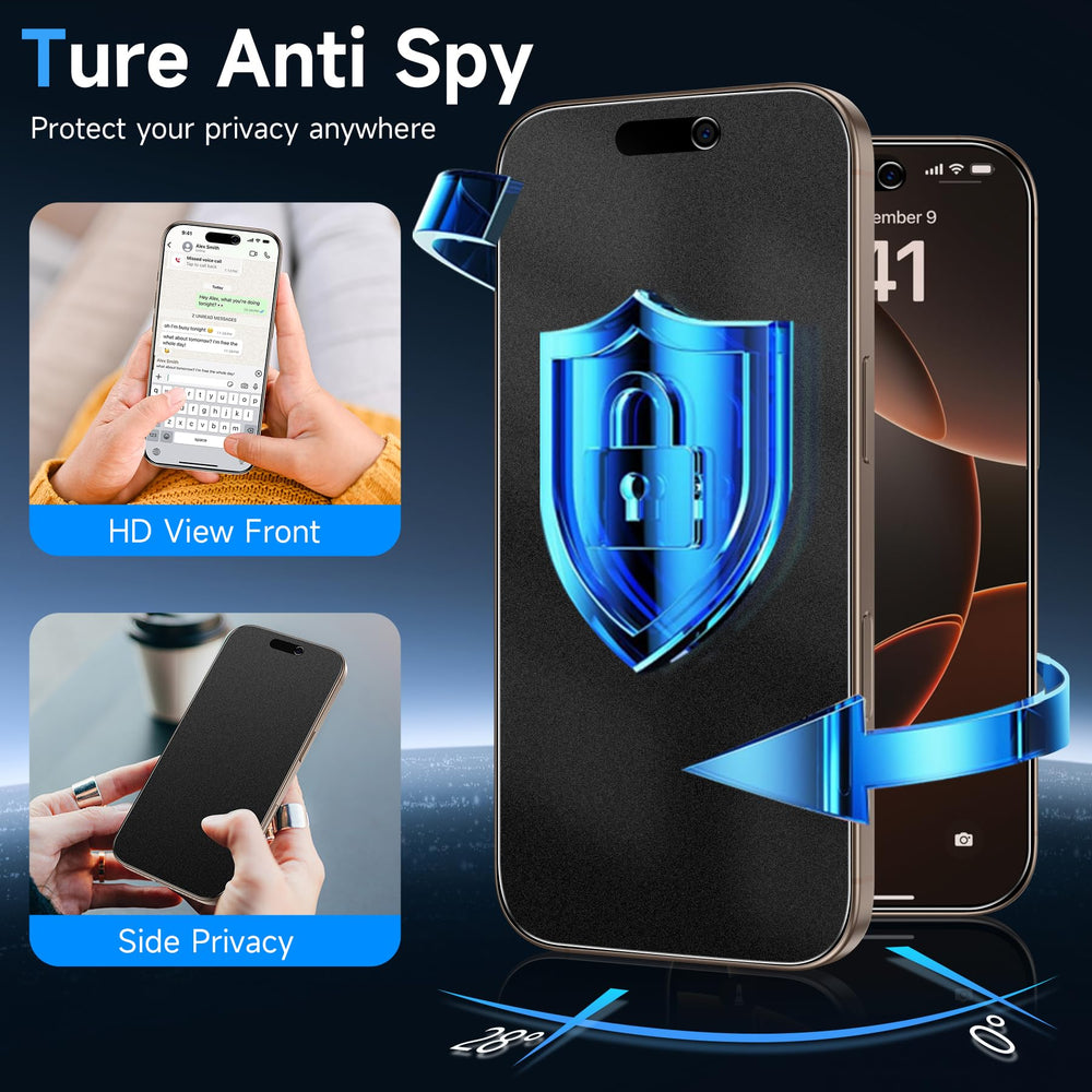 YWXTW fingerprint-resistant surface on iPhone 16 Pro Max privacy screen protector