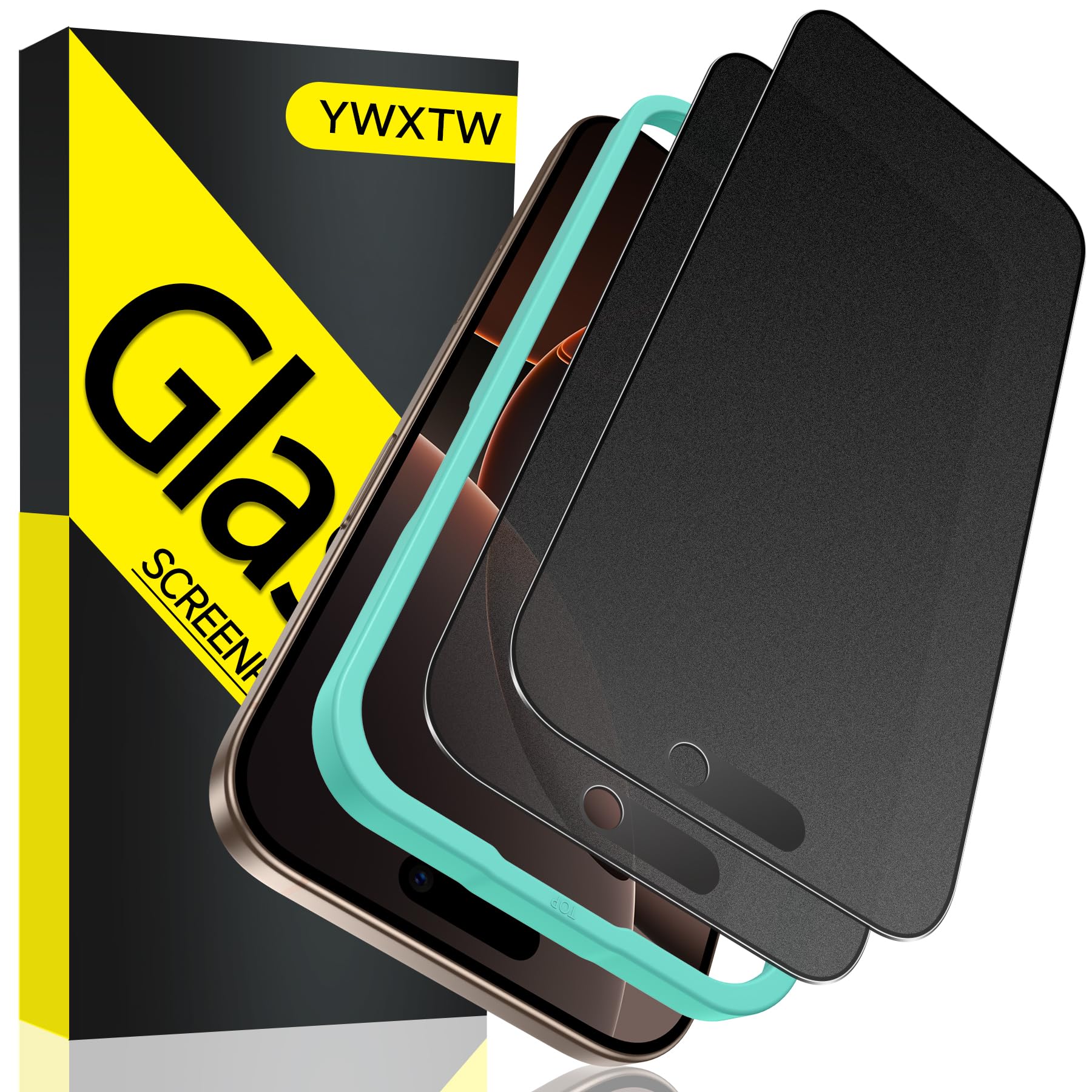 YWXTW privacy screen for iPhone 16 Pro Max front view with private viewing and glare protection