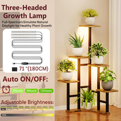 Yzosvki corner plant stand detailed shelves emphasizes rustic brown aesthetics blending with decor.