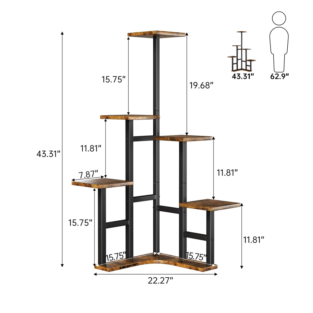 Yzosvki corner plant stand grow-light heads demonstrates full-spectrum lighting for indoor growth.