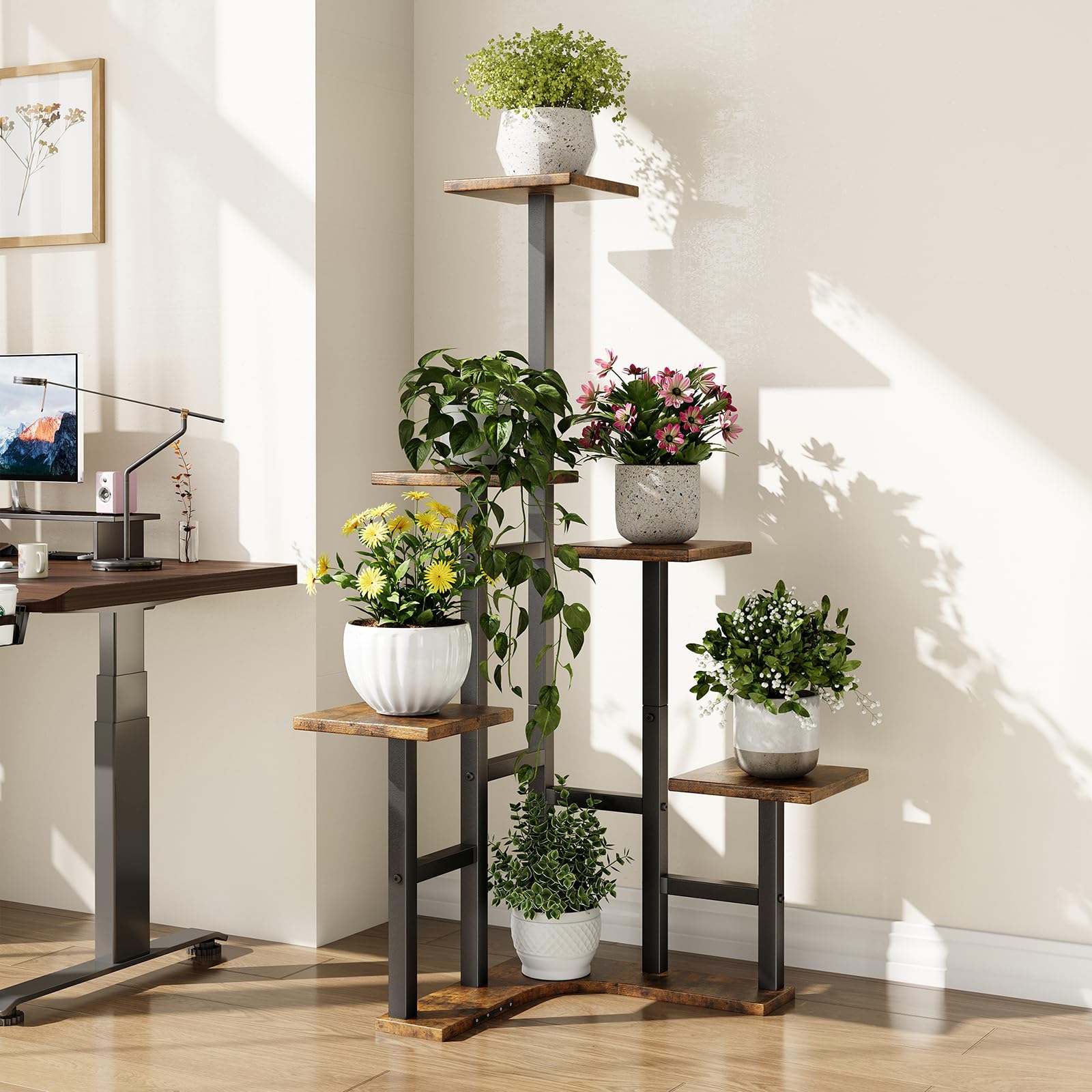 Yzosvki corner plant stand heavy-bottom note increases overall balance.