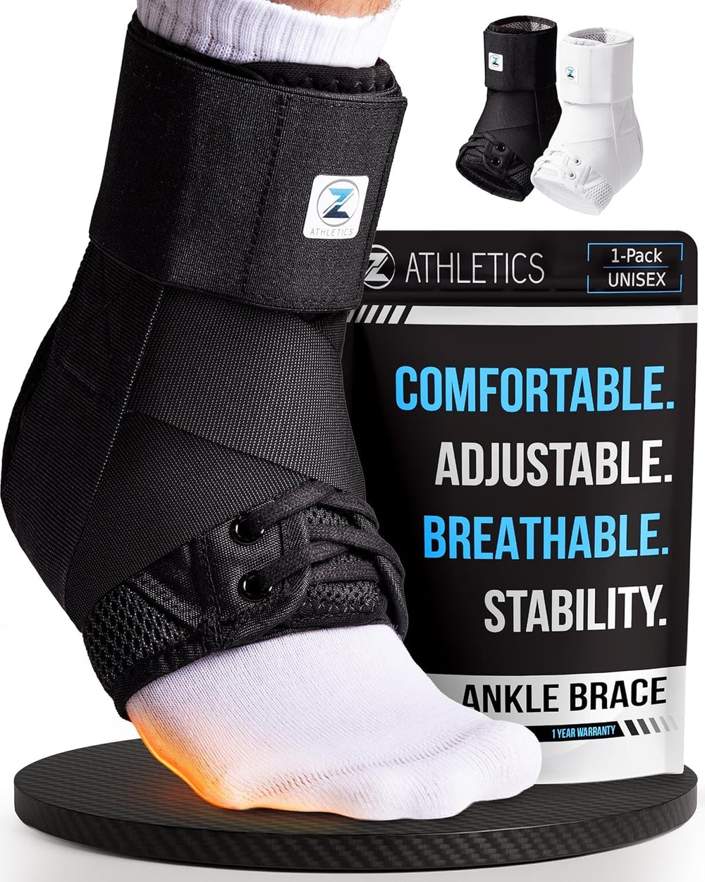 Z ATHLETICS ankle brace with lace-system for precise compression during workouts
