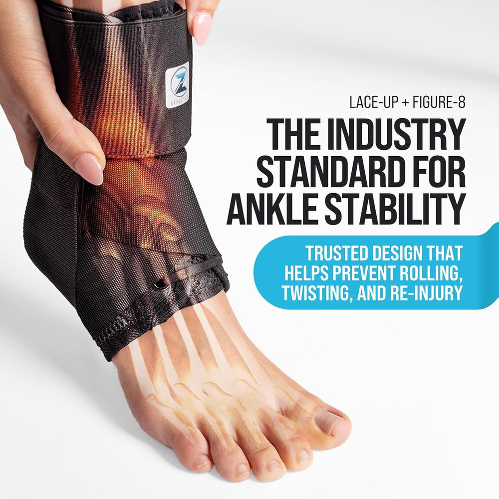 Z ATHLETICS ankle brace side stabilizers prevent ankle roll during jumps