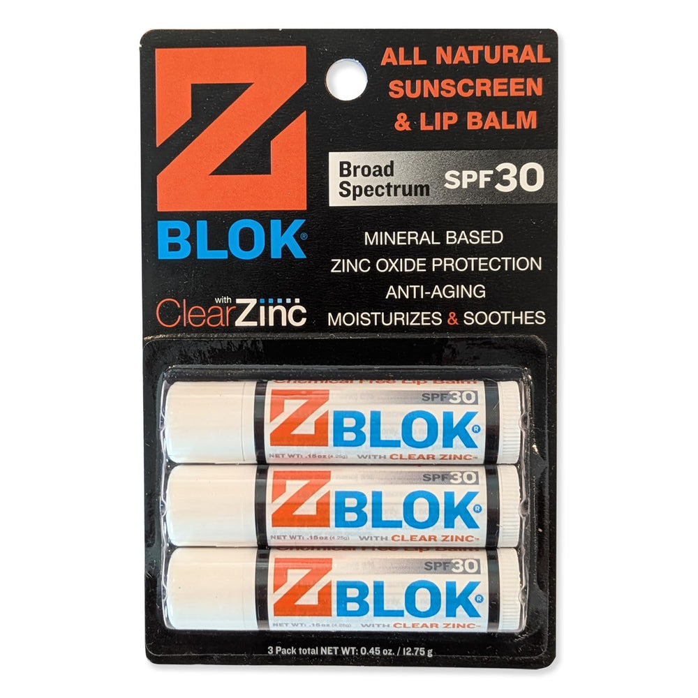 Z Blok lip balm SPF 30 application creates a smooth, protected lip area.