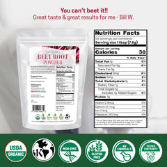 Z Natural Foods beetroot powder scoop over smoothie