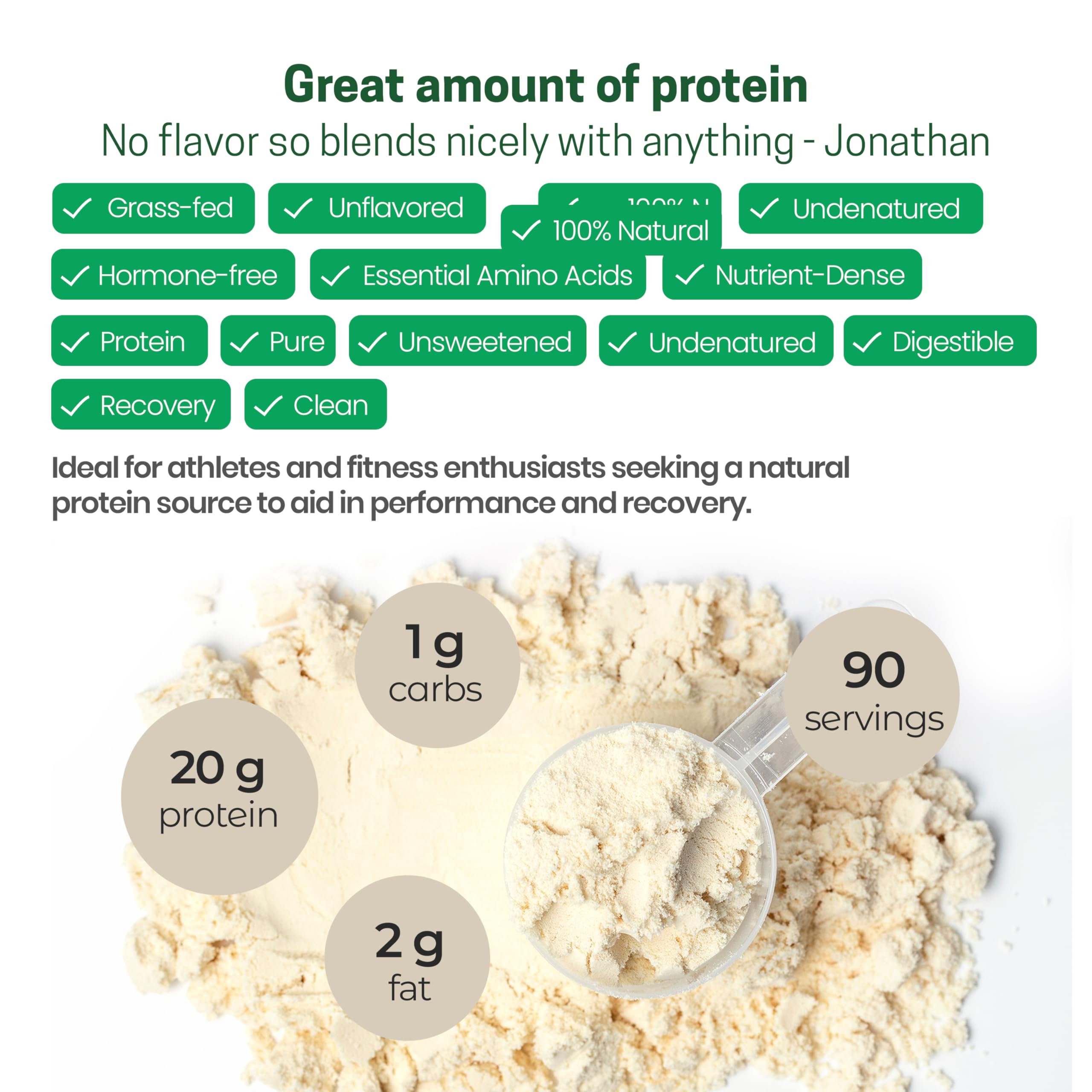 Whey protein tub from Z Natural Foods on a kitchen counter