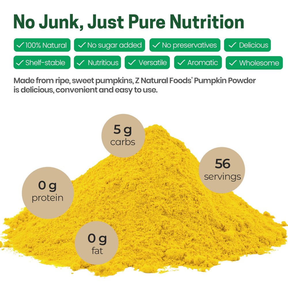 Ingredients label on Z Natural Foods pumpkin powder for transparency
