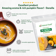 Front view of Z Natural Foods pumpkin powder jar with label