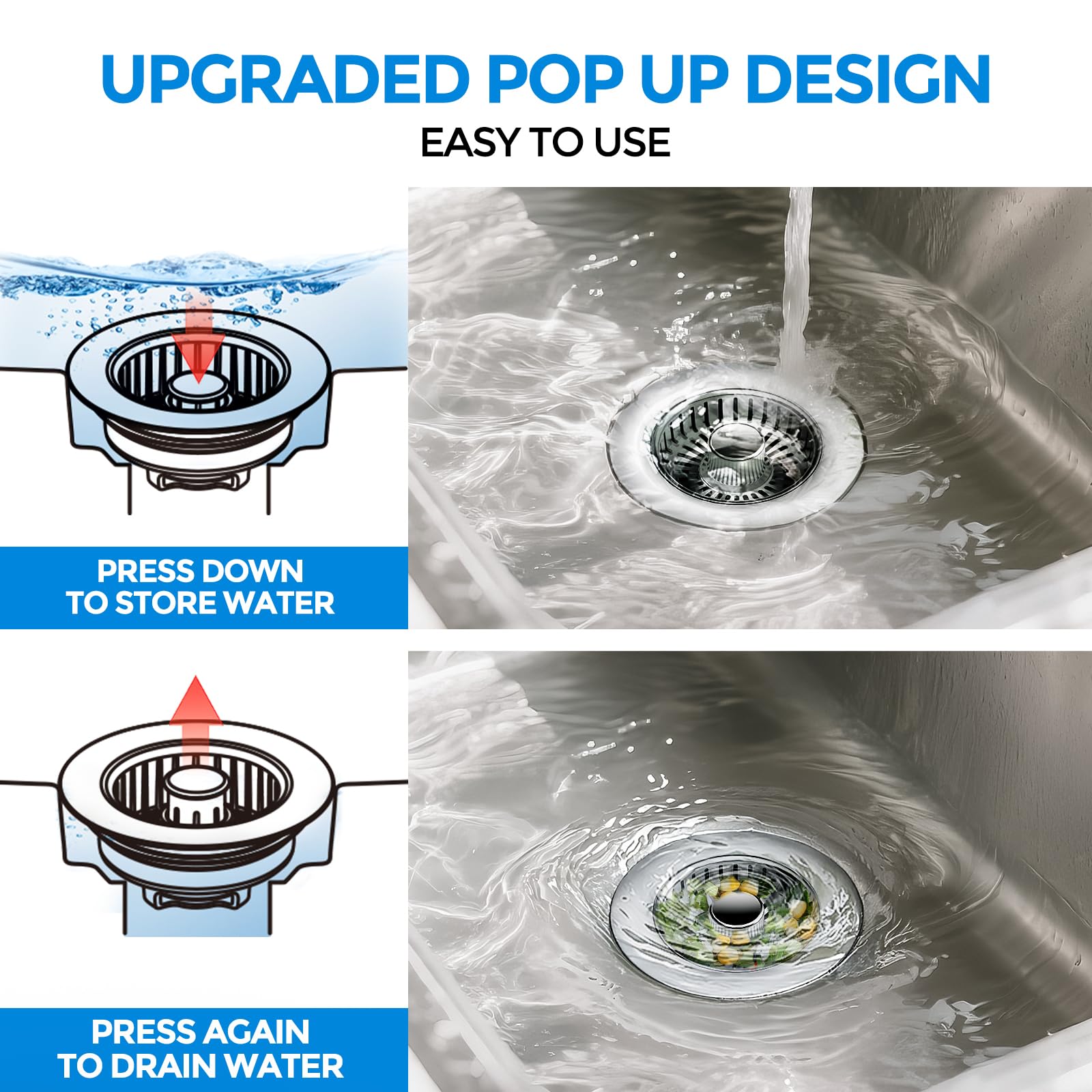 zaa chrome-plated filter basket close-up emphasizing easy cleaning and waste capture