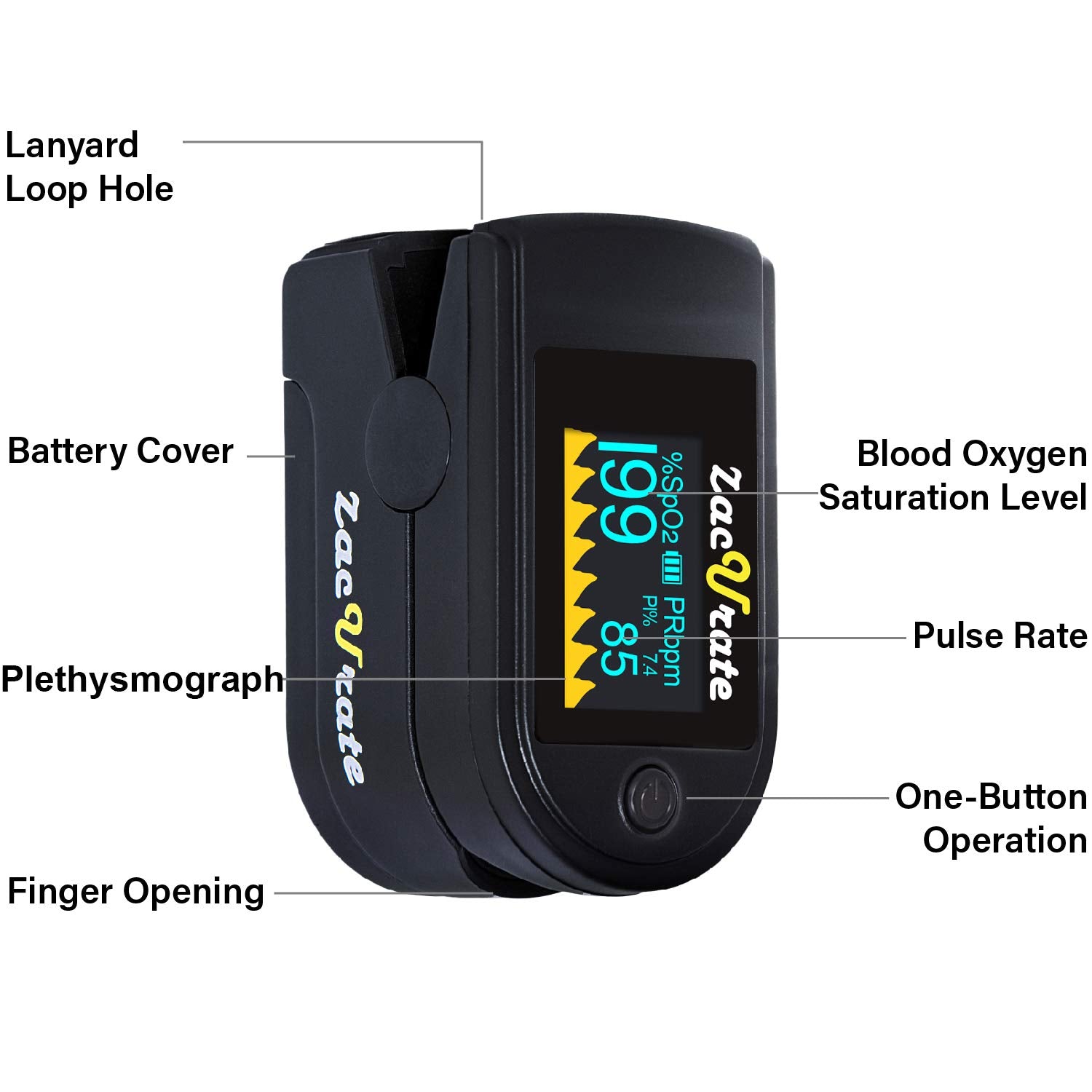 Zacurate plethysmograph wave visualizes pulse strength at a glance
