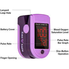 Zacurate 500DL large LED screen enables easy SpO2 and pulse rate readings.