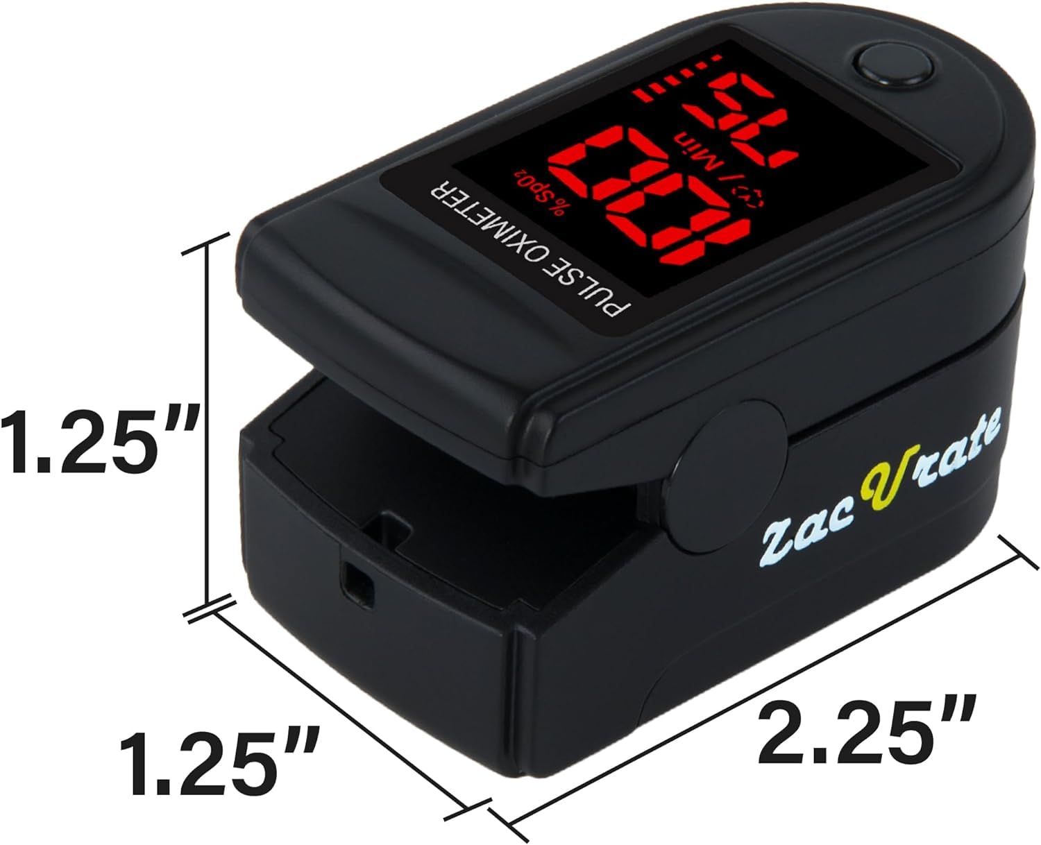 Zacurate Pro Series 500DL shows full SpO2 readout up to 100%.