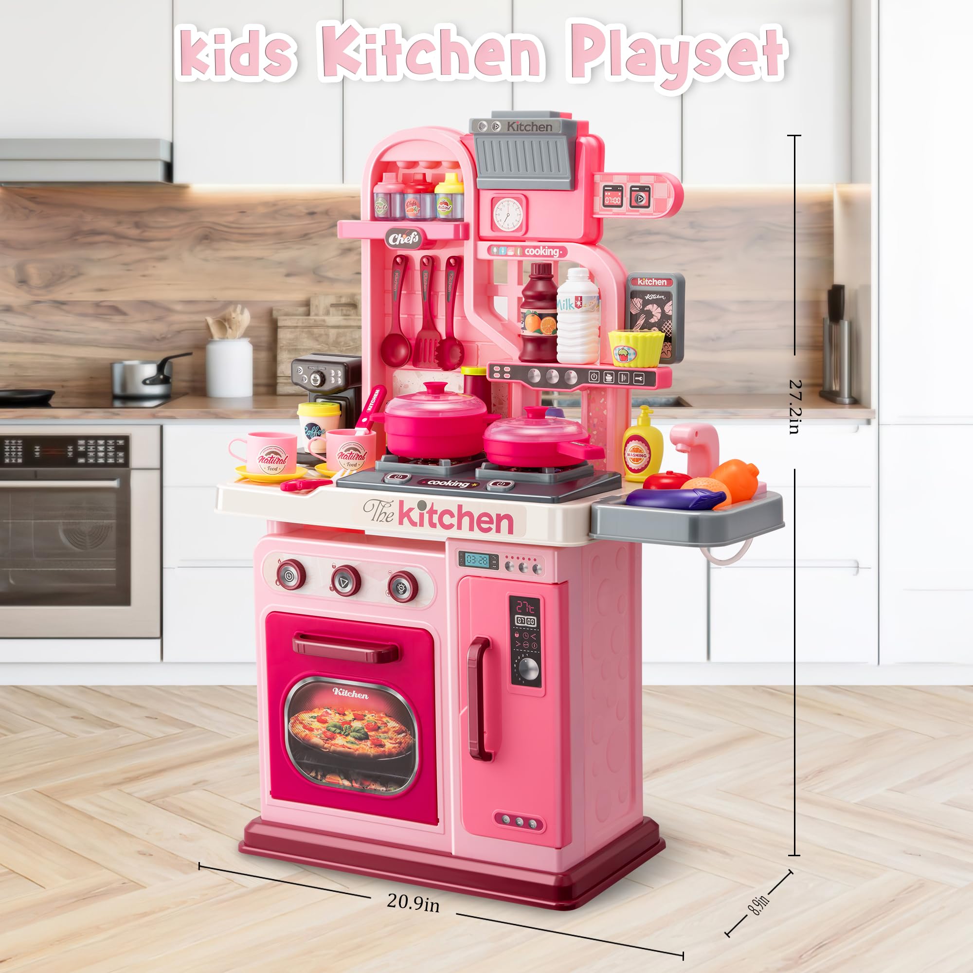 Zaddgiuuy Kids Kitchen Playset pink coffee machine for role-play mornings