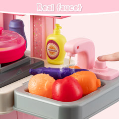 Zaddgiuuy Kids Kitchen Playset pink oven with lights for simulated meals