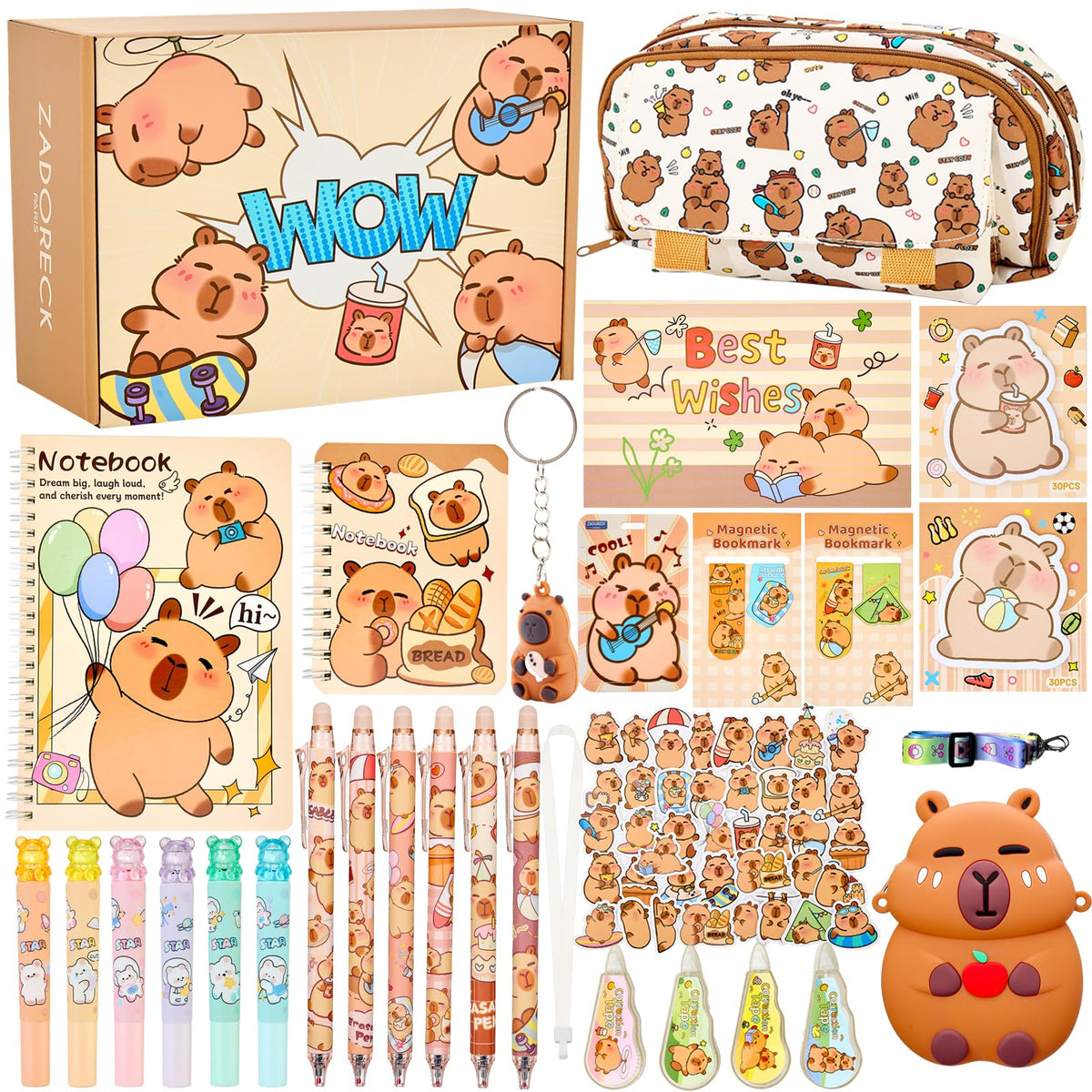 Zadoreck capybara stationery pouch keeps school supplies organized and easy to carry