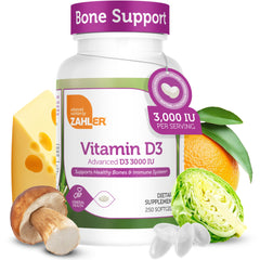 Zahler Vitamin D3 3000IU bottle with potential daily health support