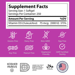 Zahler Vitamin D3 3000IU label close-up with information