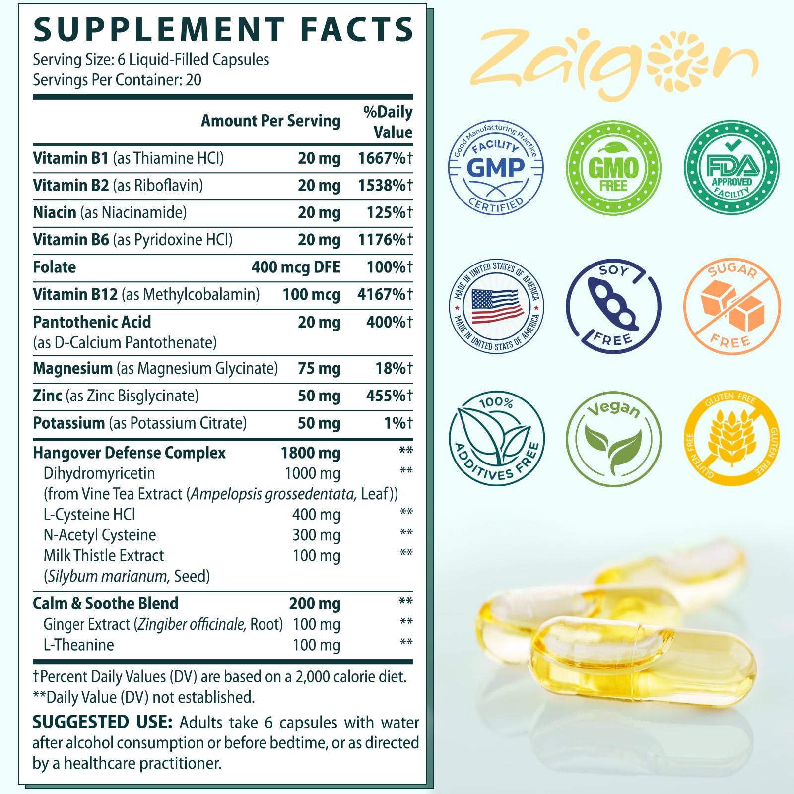 Zaigon Liposomal DHM packaging emphasizing durable bottle for freshness