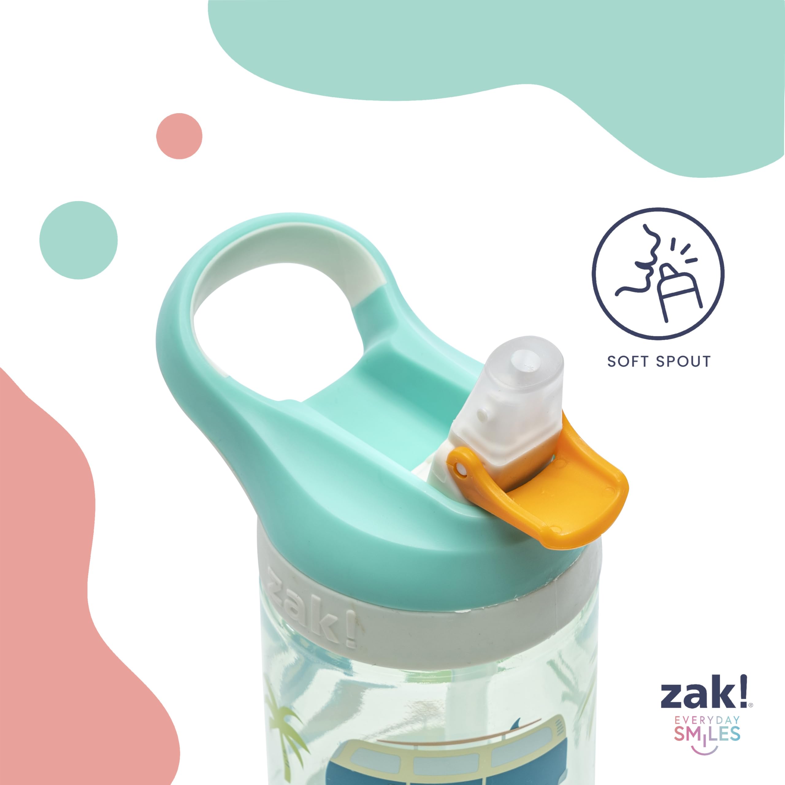 Zak Designs Bluey Atlantic bottle spout cover demonstrating spill-protective design.