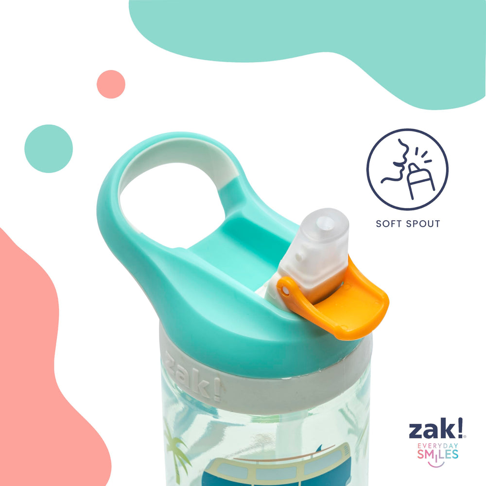 Zak Designs Bluey Atlantic bottle spout cover demonstrating spill-protective design.
