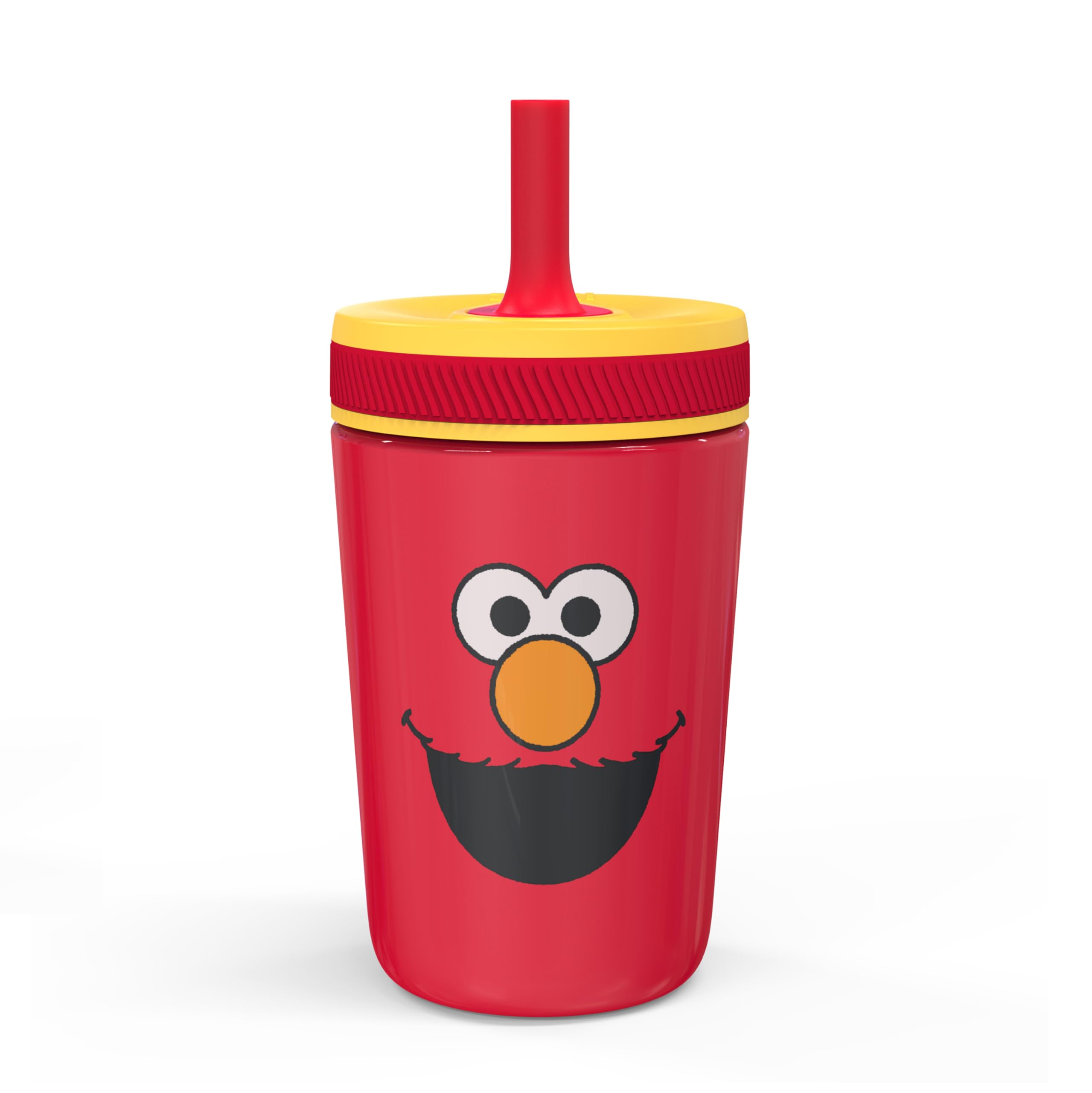 Zak Designs Sesame Street Elmo cup front view with leak-proof straw for travel