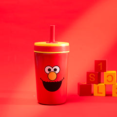 Elmo toddler cup side view highlighting vacuum insulation and cold drinks