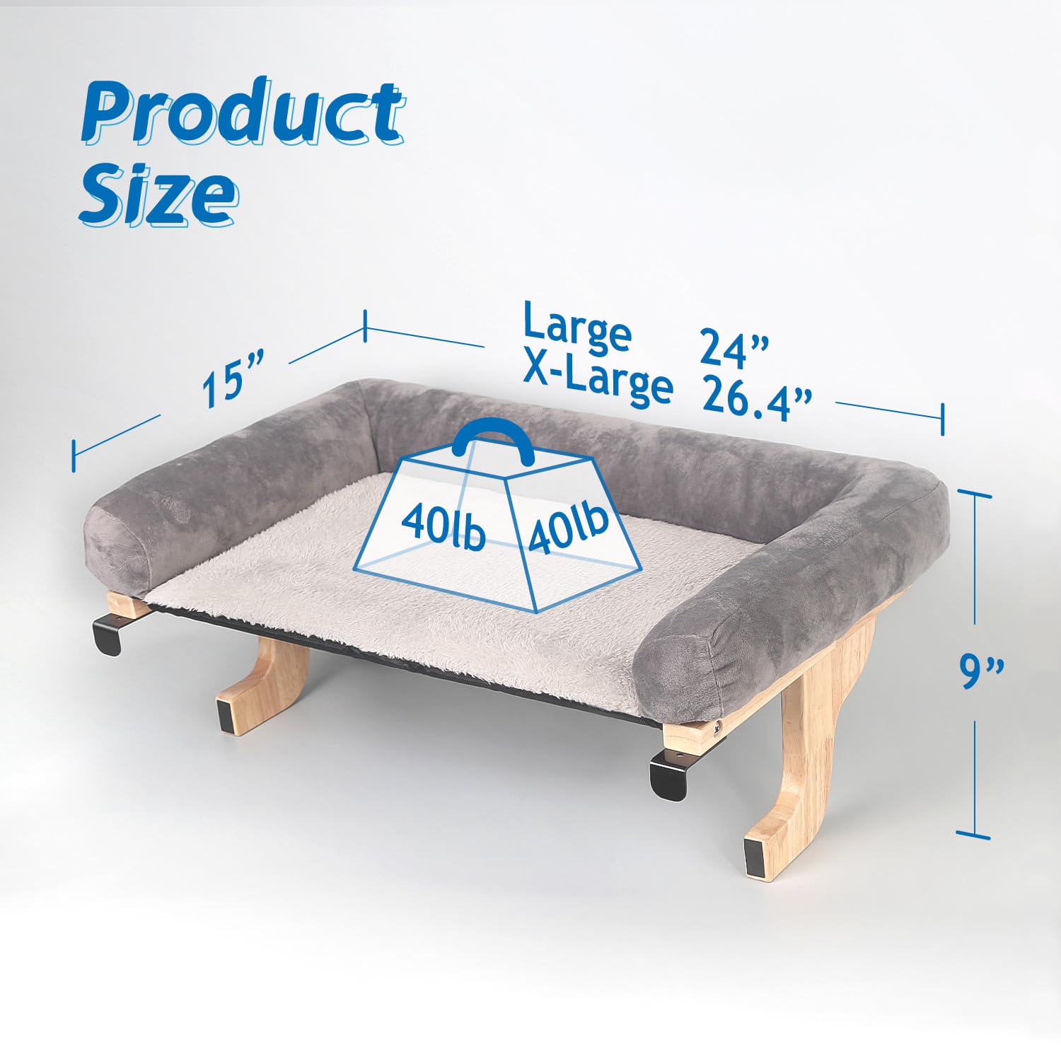 Zakkart bed XL 26.4 by 15 inches offers extra space for bigger cats