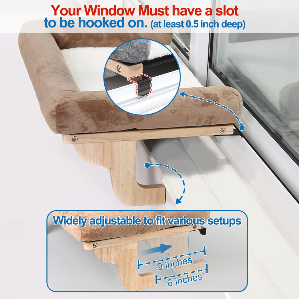 Zakkart large cat window seat with a wide, inviting lounging space