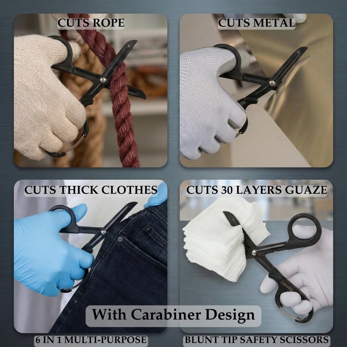 ZAKUTO trauma shears with built-in carabiner for quick reach